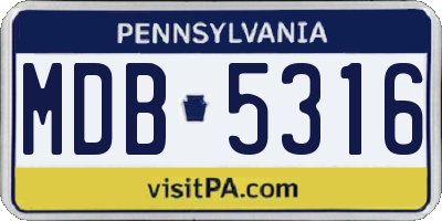 PA license plate MDB5316