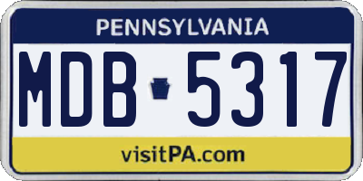 PA license plate MDB5317
