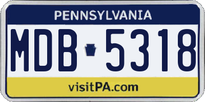 PA license plate MDB5318