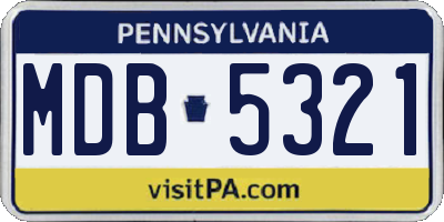 PA license plate MDB5321
