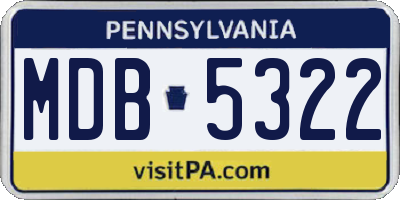 PA license plate MDB5322