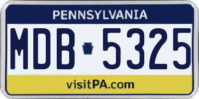 PA license plate MDB5325