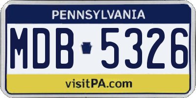 PA license plate MDB5326