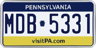 PA license plate MDB5331