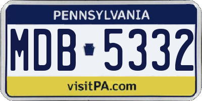 PA license plate MDB5332