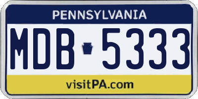 PA license plate MDB5333