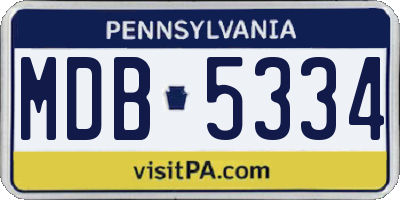 PA license plate MDB5334