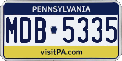 PA license plate MDB5335