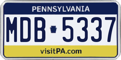 PA license plate MDB5337