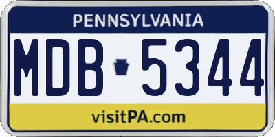 PA license plate MDB5344
