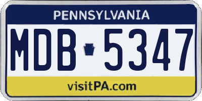 PA license plate MDB5347