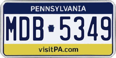 PA license plate MDB5349