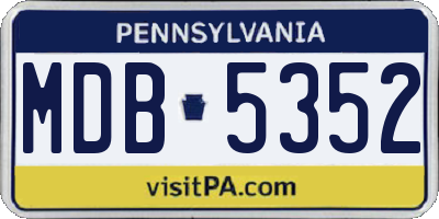 PA license plate MDB5352