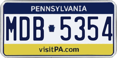 PA license plate MDB5354