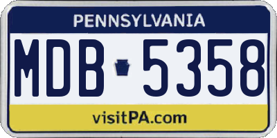 PA license plate MDB5358