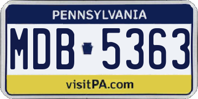 PA license plate MDB5363