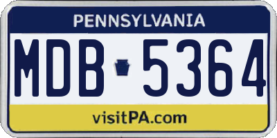 PA license plate MDB5364