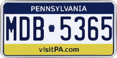 PA license plate MDB5365