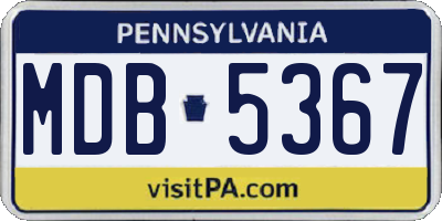 PA license plate MDB5367