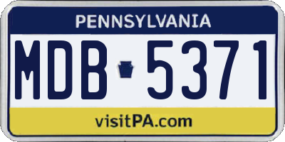 PA license plate MDB5371