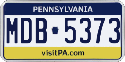 PA license plate MDB5373