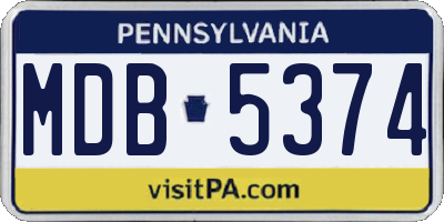 PA license plate MDB5374