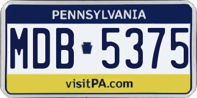 PA license plate MDB5375
