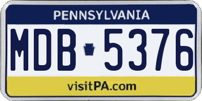 PA license plate MDB5376