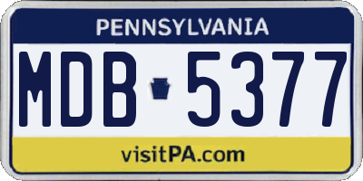 PA license plate MDB5377