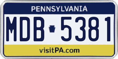 PA license plate MDB5381