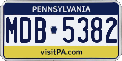 PA license plate MDB5382