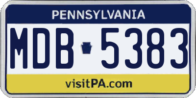 PA license plate MDB5383