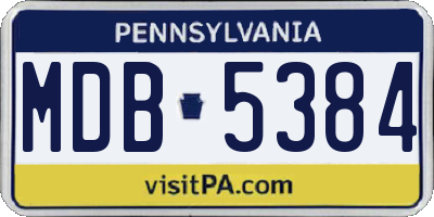 PA license plate MDB5384