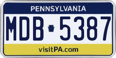 PA license plate MDB5387