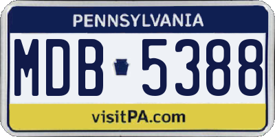 PA license plate MDB5388