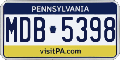 PA license plate MDB5398