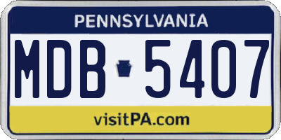 PA license plate MDB5407