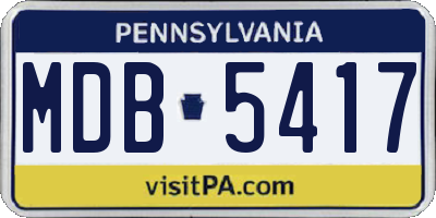 PA license plate MDB5417
