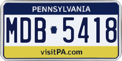 PA license plate MDB5418