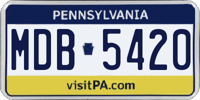 PA license plate MDB5420