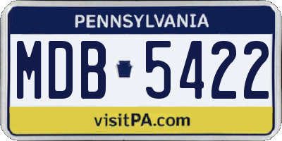 PA license plate MDB5422