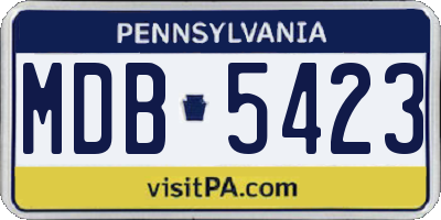 PA license plate MDB5423
