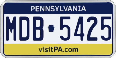 PA license plate MDB5425