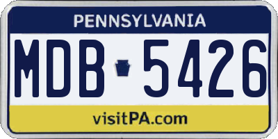 PA license plate MDB5426