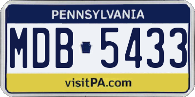 PA license plate MDB5433