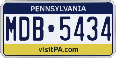 PA license plate MDB5434