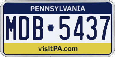 PA license plate MDB5437