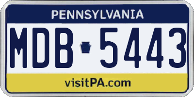 PA license plate MDB5443