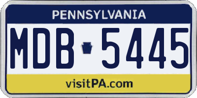 PA license plate MDB5445