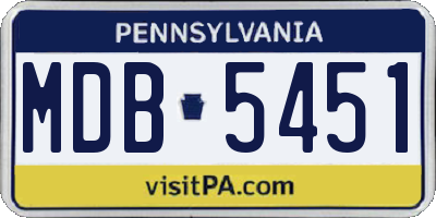 PA license plate MDB5451